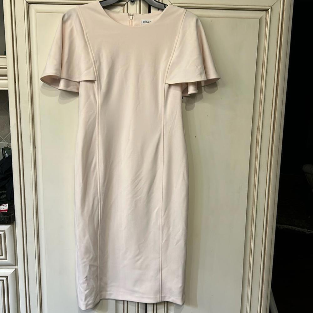 Calvin Klein pale pink dress with flutter sleeve, size 4, NWT